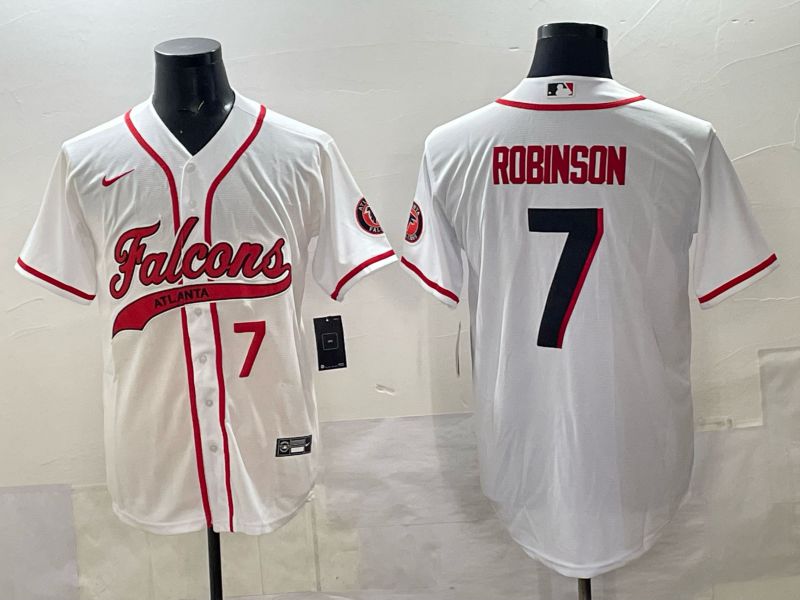 Men 2025 Nike Atlanta Falcons #7 Robinson white Joint Name Limited NFL Jersey style 03